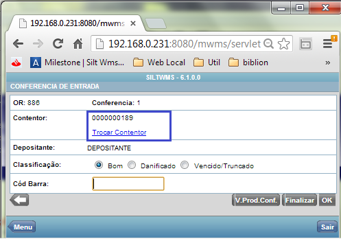 coletar etiqueta contentora
